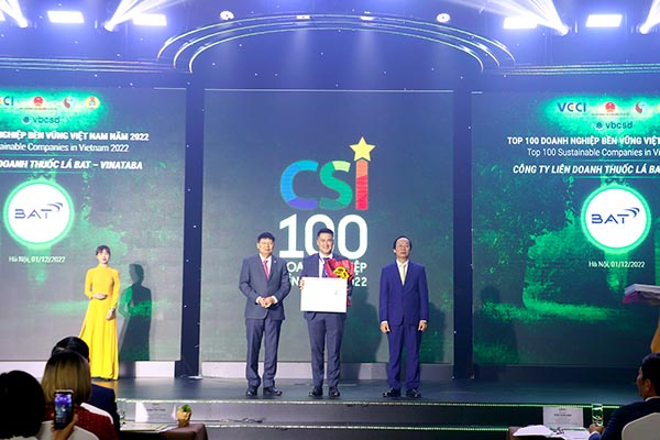 BAT Vietnam ranks up in the Top 100 Sustainable Businesses 2022