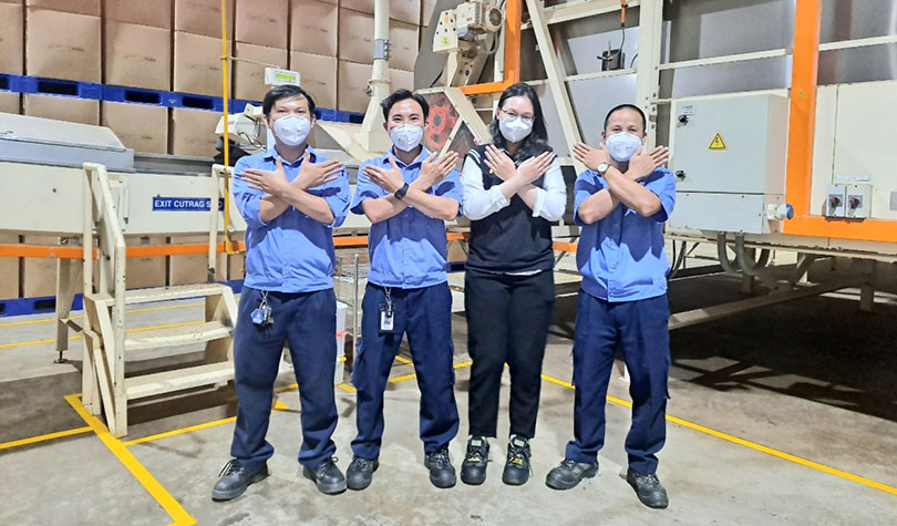 The production employees show their support to the #Breakthebias Photo Challenge