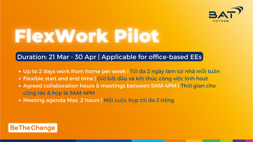 BAT Vietnam launched the FlexWork pilot program, aiming to improve the employee’s physical and mental health
