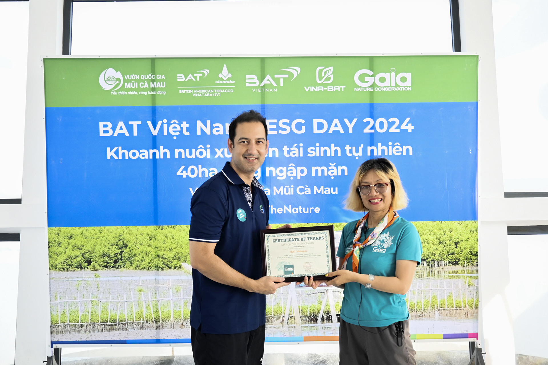 Certificate presented to commemorate the work done on ESG Day 2024
