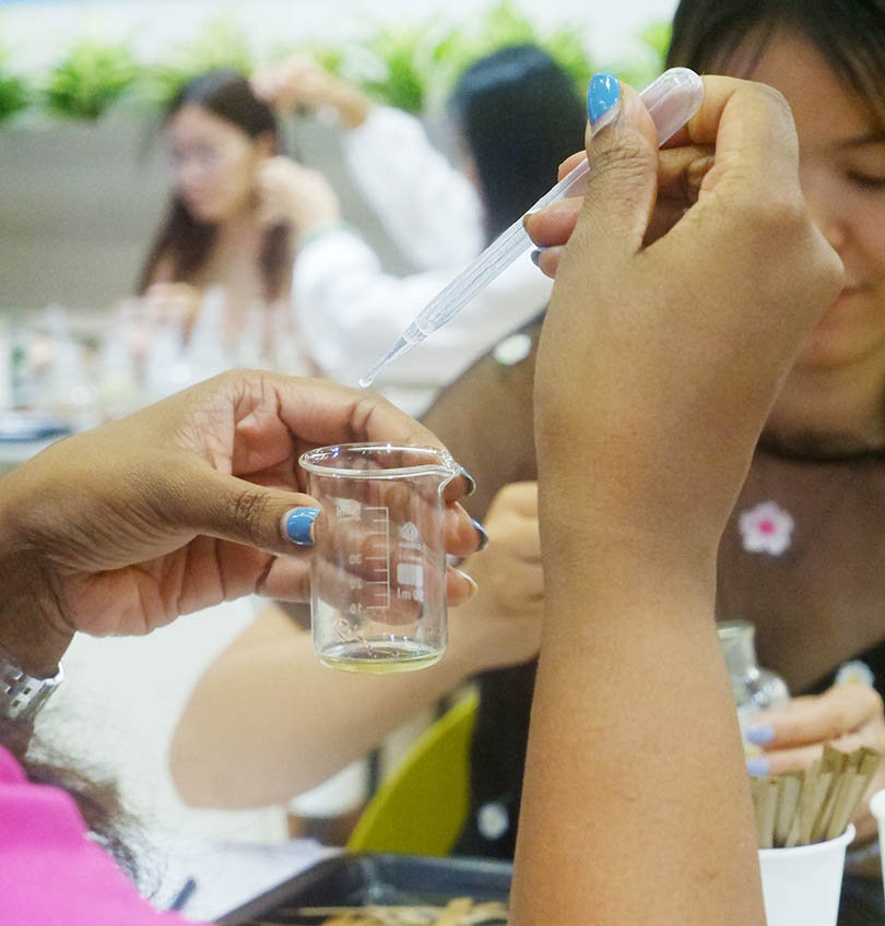 Employees participating in the Perfume Workshop on Wellness Day
