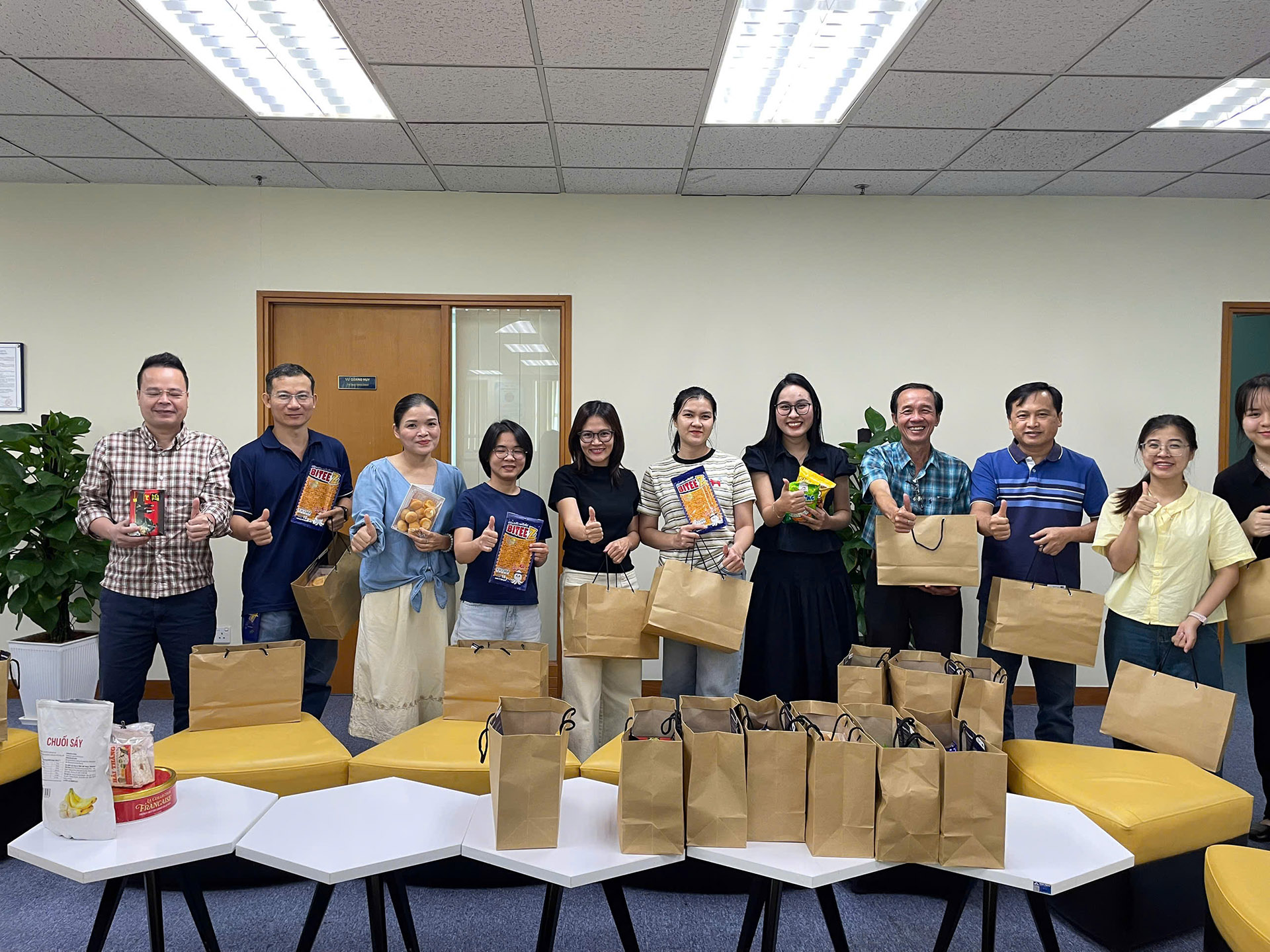Employees enjoying snacks from around the world